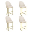 Ver imagem 1 de Kit 04 Banquetas Altas Bela Suede Base Metálica Industrial Dourado - Pallazio Cor:Bege