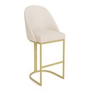 Ver imagem 2 de Kit 04 Banquetas Altas Bela Suede Base Metálica Industrial Dourado - Pallazio Cor:Bege