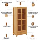 Ver imagem 5 de Cristaleira para Sala de Jantar 2 Portas de Vidro 1 Gaveta Madeira Maciça Dunia F06 Rústico Claro