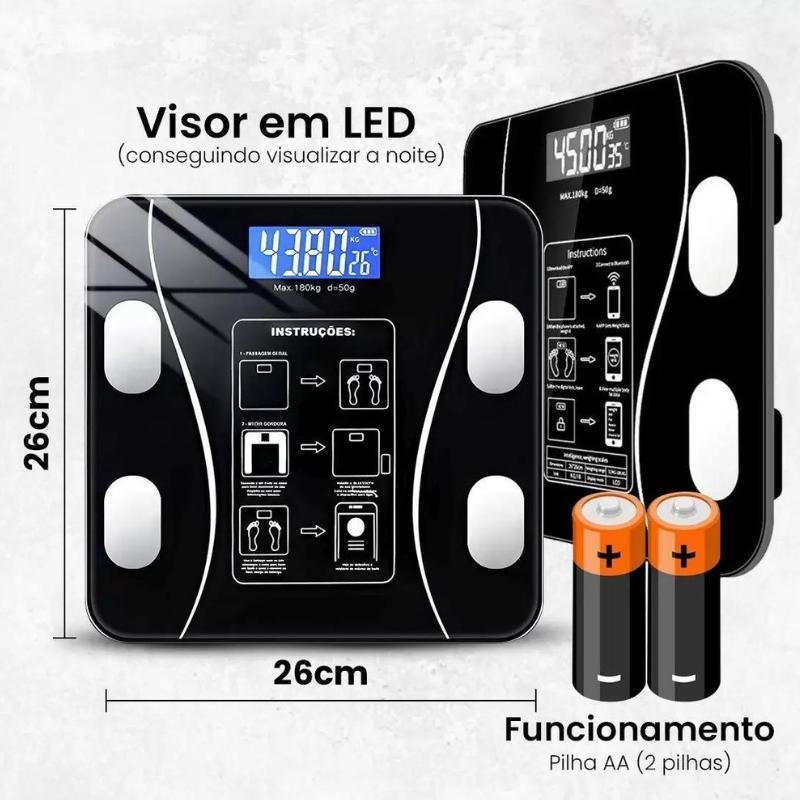 Usb Recarregável Balança Bioimpedância Corporal Digital - 8