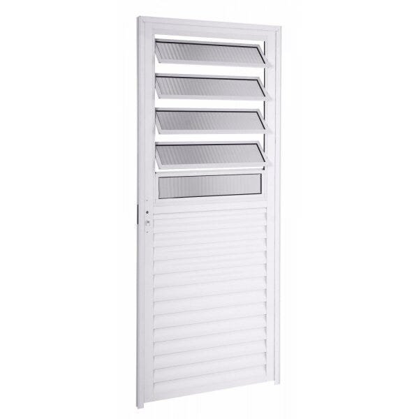 Porta de Alumínio com Basculante Vidro Mini Boreal Integral Tecno Branco 210cmx70cm - 1