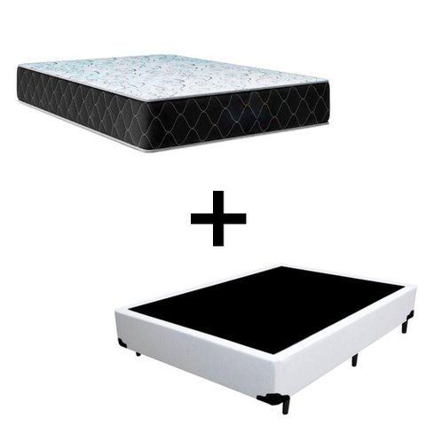 Cama Box Viúva 128 Tecido Sintético Branco com Colchão Marrocos - Poliéster - Espuma D33 30cm