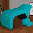 Ver imagem 5 de Maca Estofada Estética Capitonê 80 Cm Suede Turquesa - Fm