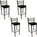 Ver imagem 1 de Kit 4 Banquetas para cozinha Empilhável preta assento em linho cor preto altura 65cm - Poltronas