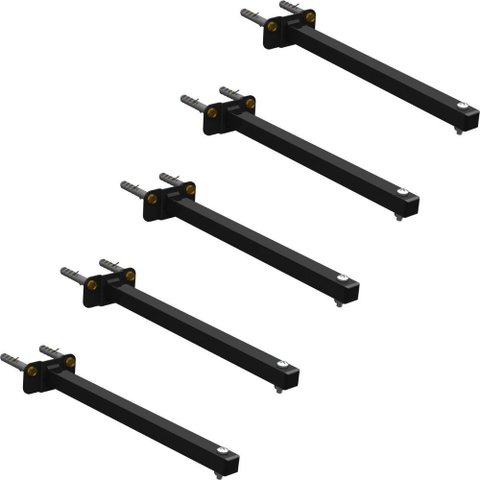 05 Suportes Refletor Base Reta Braço 100 Cm 5 Cjts - Preto