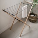 Ver imagem 1 de Varal Horizontal Chão Dobrável em Bambu com Hastes Metálicas - Simplo