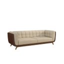 Ver imagem 2 de Sofá 2 Lugares 180cm com Pés em Madeira Linha Premium Compose em Bouclê Off-white e Corino Marrom