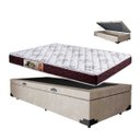 Ver imagem 1 de Cama Box Baú Bege Solteiro Colchão Mola Bonnel + 61x88x188