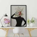 Ver imagem 1 de Quadro Dona Flor - Colagem Feminina Floral 24x18cm - com Vidro:moldura Branca