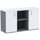 Ver imagem 1 de Armário Baixo Credenza PE25 Pandin 121,50 cm (largura) em MDP Cor Grafito e Branco