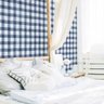 Adesivos para parede decoração quarto xadrez azul e branco - 1
