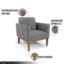 Ver imagem 3 de Poltrona Decorativa Isabella Pés Fixo em Madeira Castanho Linho Cinza Mesclado G19 - Gran Belo