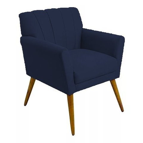 Poltrona Decorativa Cecília - Azul Marinho - Ecotec Decor