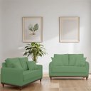 Ver imagem 2 de Kit Sofa Sena 2 e 3 Lugares Base de Madeira para Sala Hotel Linho Verde