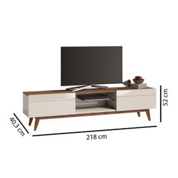 Rack para TV Classic 2.2 2 Gavetas e Prateleira de Vidro Temperado para Sala de Estar Moderna Imcal - 2 Rack para TV Classic 2.2 2 Gavetas e Prateleira de Vidro Temperado para Sala de Estar Moderna Imcal - 2