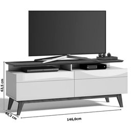 Rack para TV até 55 Polegadas 2 Gavetas Classic Retrô 62,5cmx146cm Imcal - 3