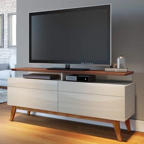 Rack para TV até 55 Polegadas 2 Gavetas Classic Retrô 62,5cmx146cm Imcal