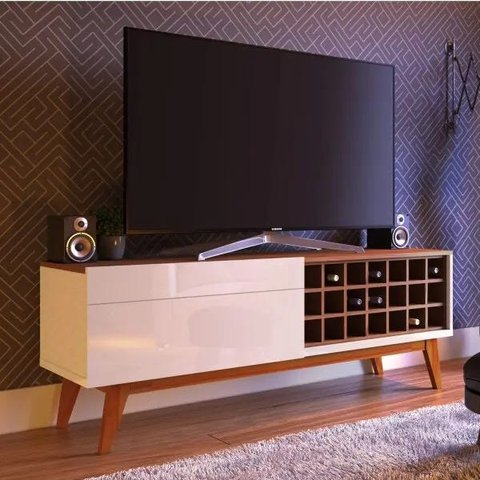 Rack para TV até 55 Polegadas 1 Gaveta e Adega Classic Retrô Imcal