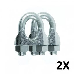 Kit 2 Clips Grampado para Cabo de Aço 10mm 3/8'' - 1