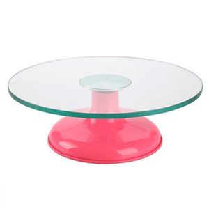 Bailarina Profissional Giratória Vidro Base Bolo Confeitaria Silverchef - Rosa