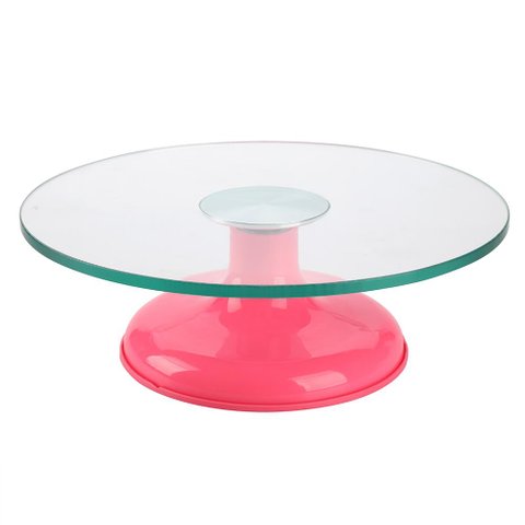 Bailarina Profissional Giratória Vidro Base Bolo Confeitaria Silverchef - Rosa