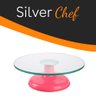 Bailarina Profissional Giratória Vidro Base Bolo Confeitaria Silverchef - Rosa - 5