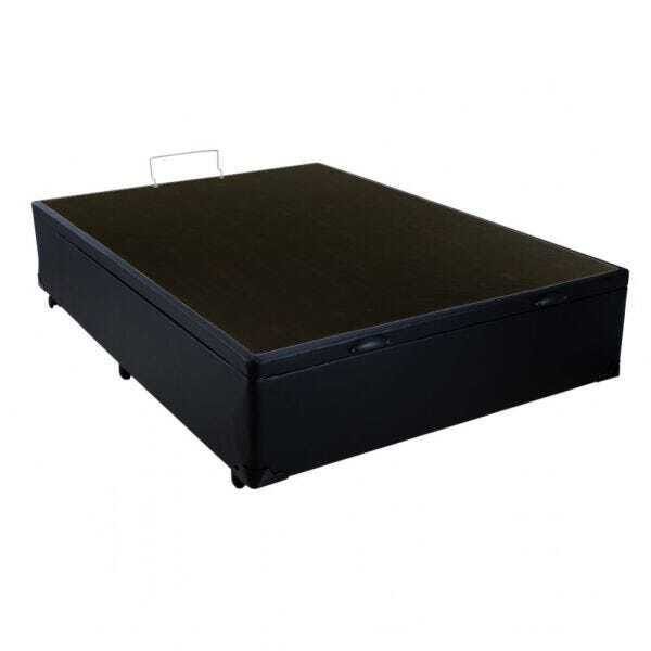 Cama Box Baú Casal em Corino Preto com Pistão - 138x188 - 2