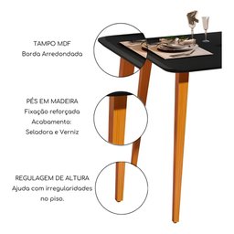 Mesa de Jantar Retangular Murano 120x80 Sala Mdf Pé Palito:preto/legno - 5