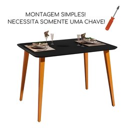 Mesa de Jantar Retangular Murano 120x80 Sala Mdf Pé Palito:preto/legno - 4