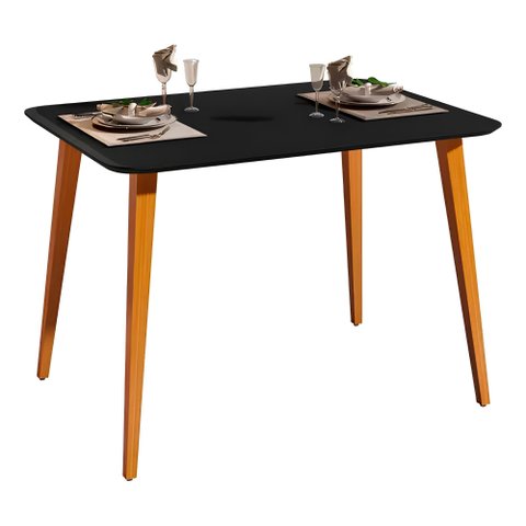 Mesa de Jantar Retangular Murano 120x80 Sala Mdf Pé Palito:preto/legno