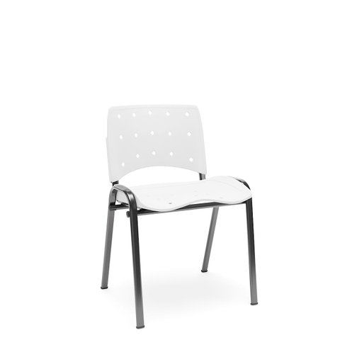 Cadeira Fixa Ergoplax Estr. Preta Ass. Enc. Branco Plaxmetal