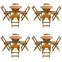 Ver imagem 1 de Kit 4 Conjuntos de Mesa Dobravel 70x70 Tampo Redondo em Madeira Padrao com 4 Cadeiras - Mel