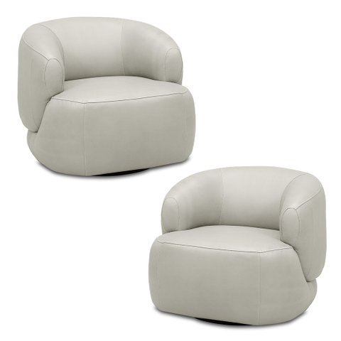 Kit 2 Poltronas Decorativas Verona Sala de Estar Base Giratória em Aço Couro Off White G88 - Gran Be