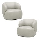 Ver imagem 1 de Kit 2 Poltronas Decorativas Verona Sala de Estar Base Giratória em Aço Couro Off White G88 - Gran Be