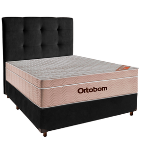 Cama Box + Colchão Casal Ortobom Molas Ensacadas Airtech + Cabeceira Estofada