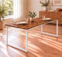 Ver imagem 5 de Mesa de Jantar Reforçada Industrial 170x80cm Tampo Marrom Pés Branco