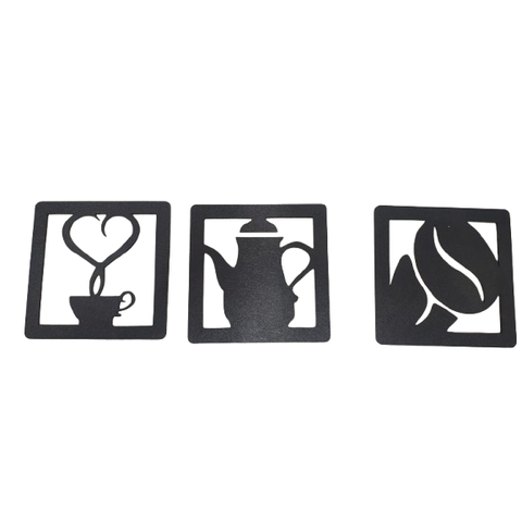 Trio Placas Cantinho do Café Preto