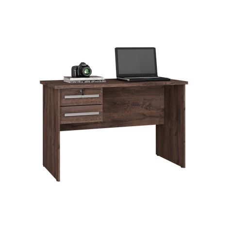 Escrivaninha Mesa para Computador Byte 2 Gavetas com Chave Valdemoveis Castanho