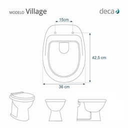 Assento Sanitário Village Bege Castor para Vaso Deca - 5 Assento Sanitário Village Bege Castor para Vaso Deca - 5