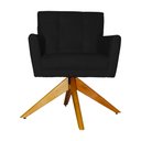 Ver imagem 1 de Poltrona Decorativa Onix Pés Giratório de Madeira Suede Preto - DS Estofados