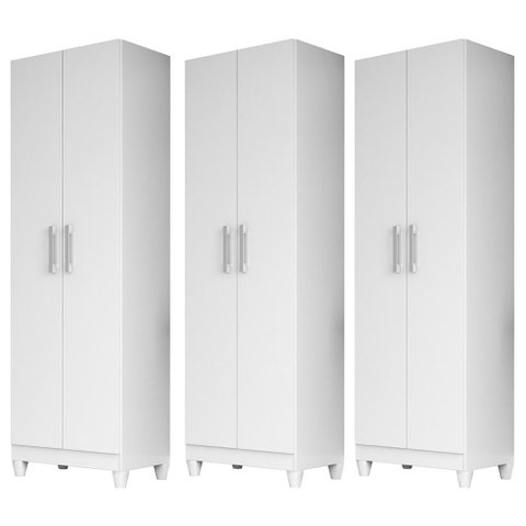 Kit 3 Armários Multiuso Organizador 2 Portas Astrid M07 Branco - Mpozenato