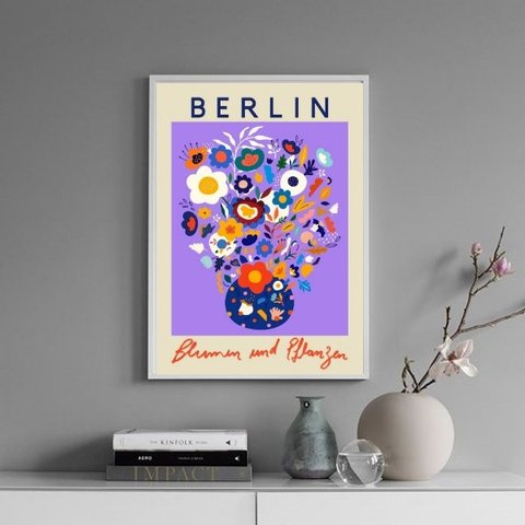 Quadro Poster Flores e Plantas - Berlin 24x18cm:madeira Preta