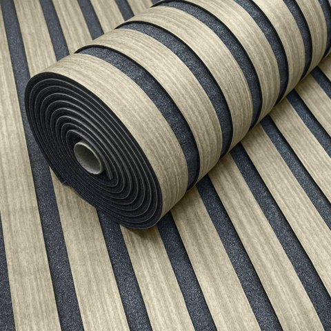 Placa Adesiva Flexível para Parede Painel Ripado Carvalho Fumê 58x300cm