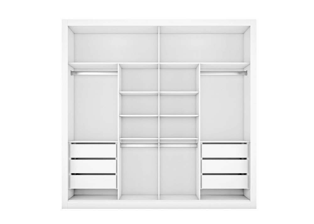 Guarda Roupa 2 Portas Correr 6 Gav 2.28m Servilha Mdf 15/15 C/1 Esp C/pe Branco A237xl228xp56 Madema - 4