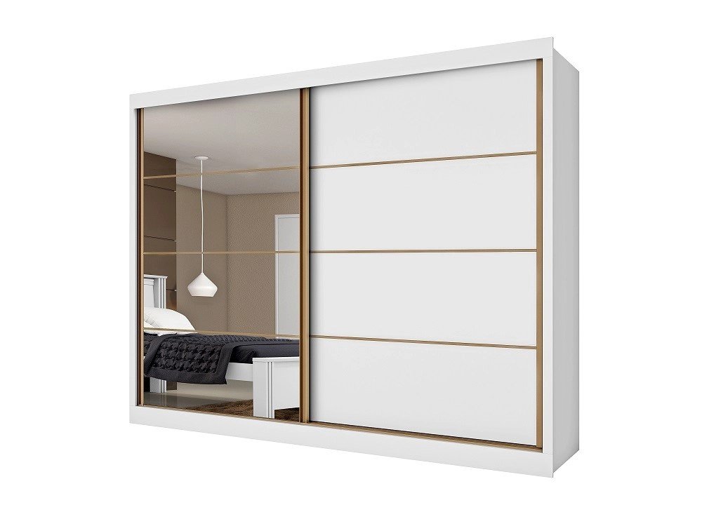 Guarda Roupa 2 Portas Correr 6 Gav 2.28m Servilha Mdf 15/15 C/1 Esp C/pe Branco A237xl228xp56 Madema - 2