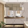 Armário Suspenso Para Banheiro 4 Módulos Em Vidro Reflecta Com Porta Basculante 100% MDF Branco - 1