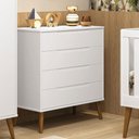 Ver imagem 2 de Cômoda Gaveteiro Retrô Elfe Branco Acetinado Amadeirado - Reller