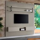Ver imagem 1 de Painel Ripado para Tv com Prateleira e Nicho 200cm 100% Mdf Cor:grigio com Preto