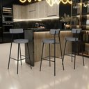 Ver imagem 2 de Banqueta Alta Bar Cozinha Sala De Jantar Estrutura Em Aço Milão L02 Linho Cinza Escuro - Lyam