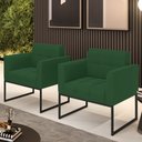 Ver imagem 2 de Kit 2 Poltronas Elisa Veludo Base Metálica Industrial Preto - D'Rossi Verde